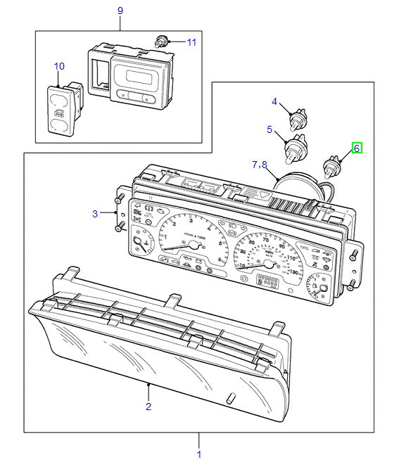 Ampoule et support d'ampoule - Bleu - ORIGINAL LAND ROVER