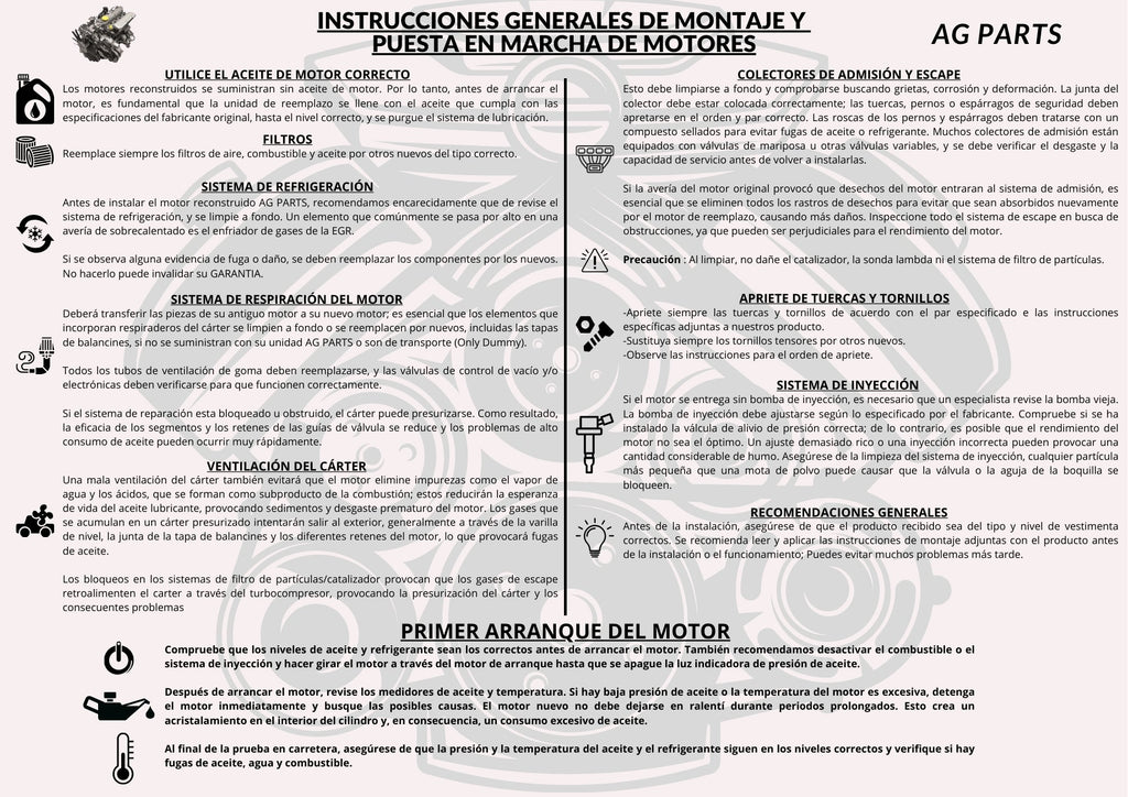 Motor Aligerado 15P - Recuperado (1 año de garantía) - AG PARTS