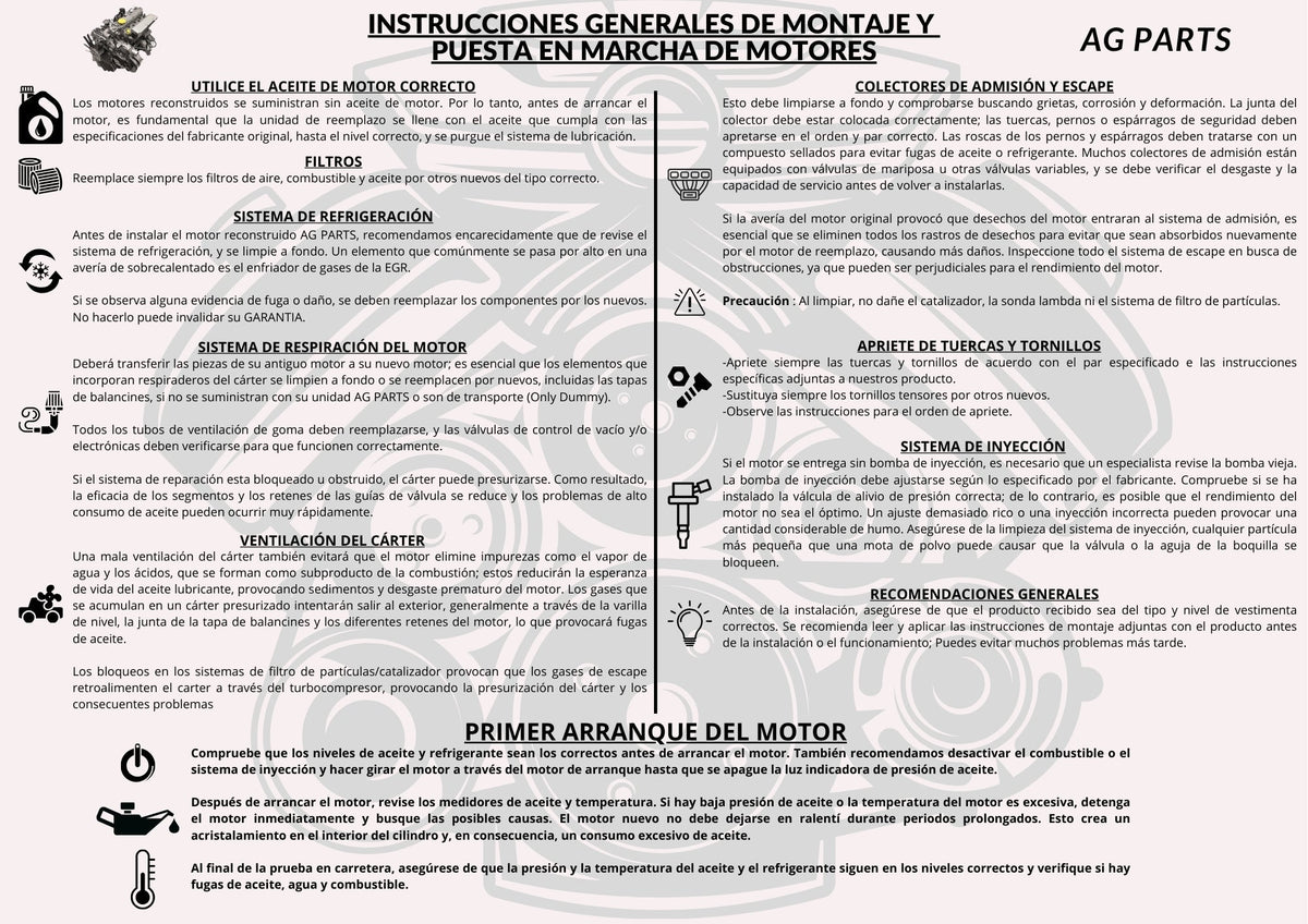 Motor Aligerado 15P - Recuperado (1 año de garantía) - AG PARTS