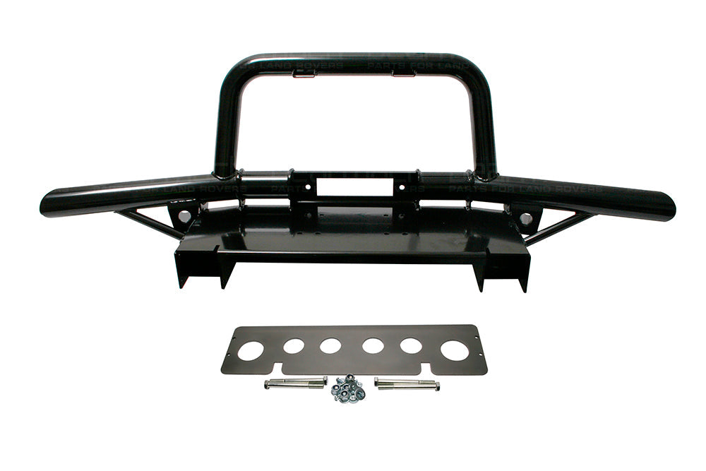 Paragolpes tubular para winch con barra negra con plata (NO HOMOLOGABLE) - AG PARTS