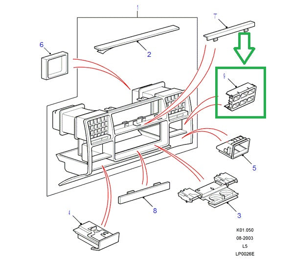 Base Interruptores Consola Central - Negro - AG PARTS