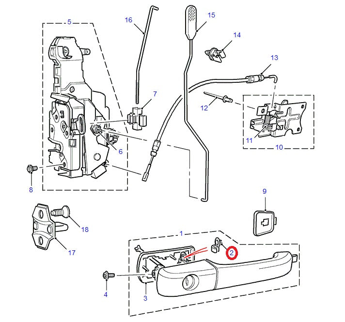 Clip Manilla de Puerta Delantera - Lado Izquierdo - ORIGINAL LAND ROVER