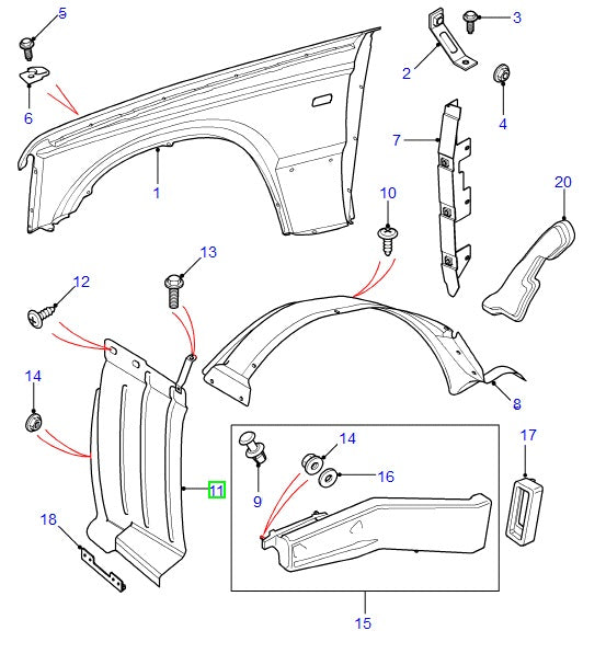 Revestimiento Interior - Pase de Rueda - Lado Derecho - ORIGINAL LAND ROVER